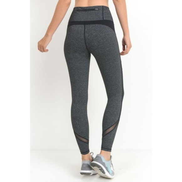 Highwaist Slanted Colorblock Mesh Full Leggings! - Picture 4 of 6